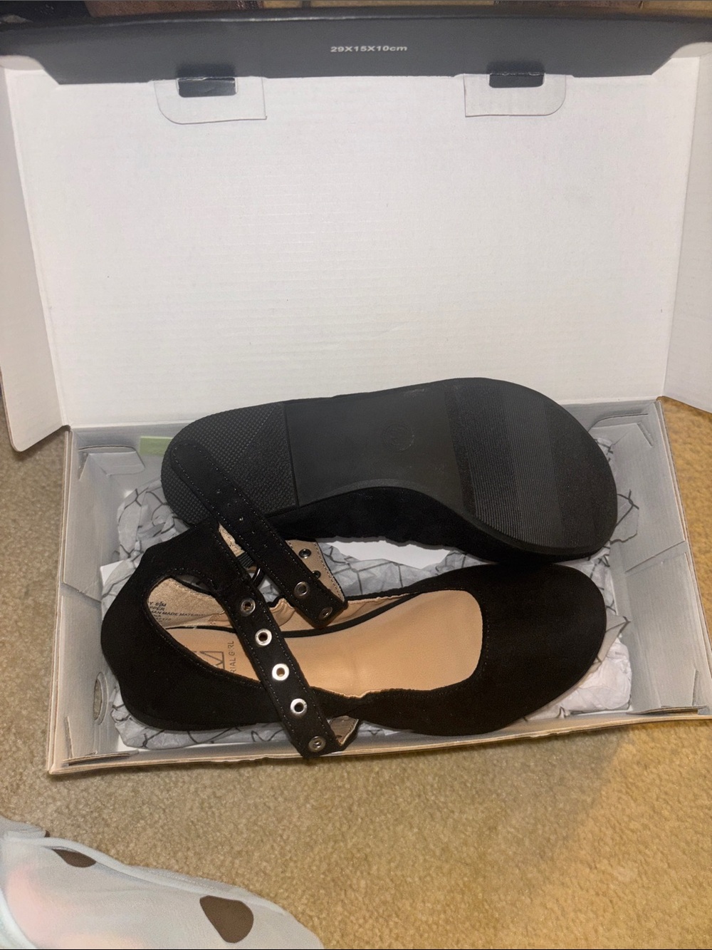 Material Girl Black Mary Jane Flats with Studded Strap
